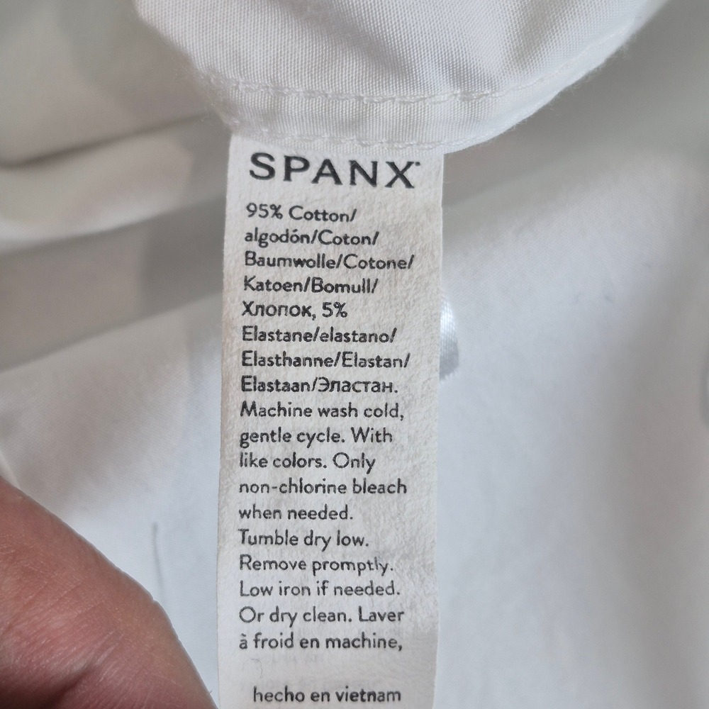 Spanx Button Down Shirt Womens XL White Long Sleeve Stretch Blouse Minimalist - Picture 5 of 8